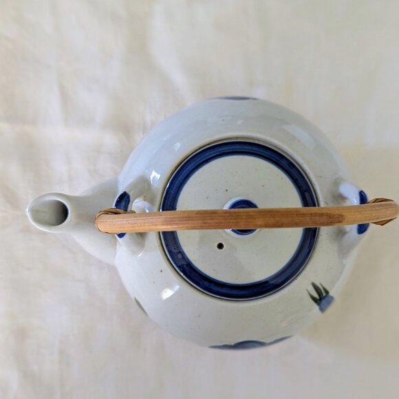Chi Kiang Blue Floral Stoneware Teapot – Vintage - Picture 3 of 9
